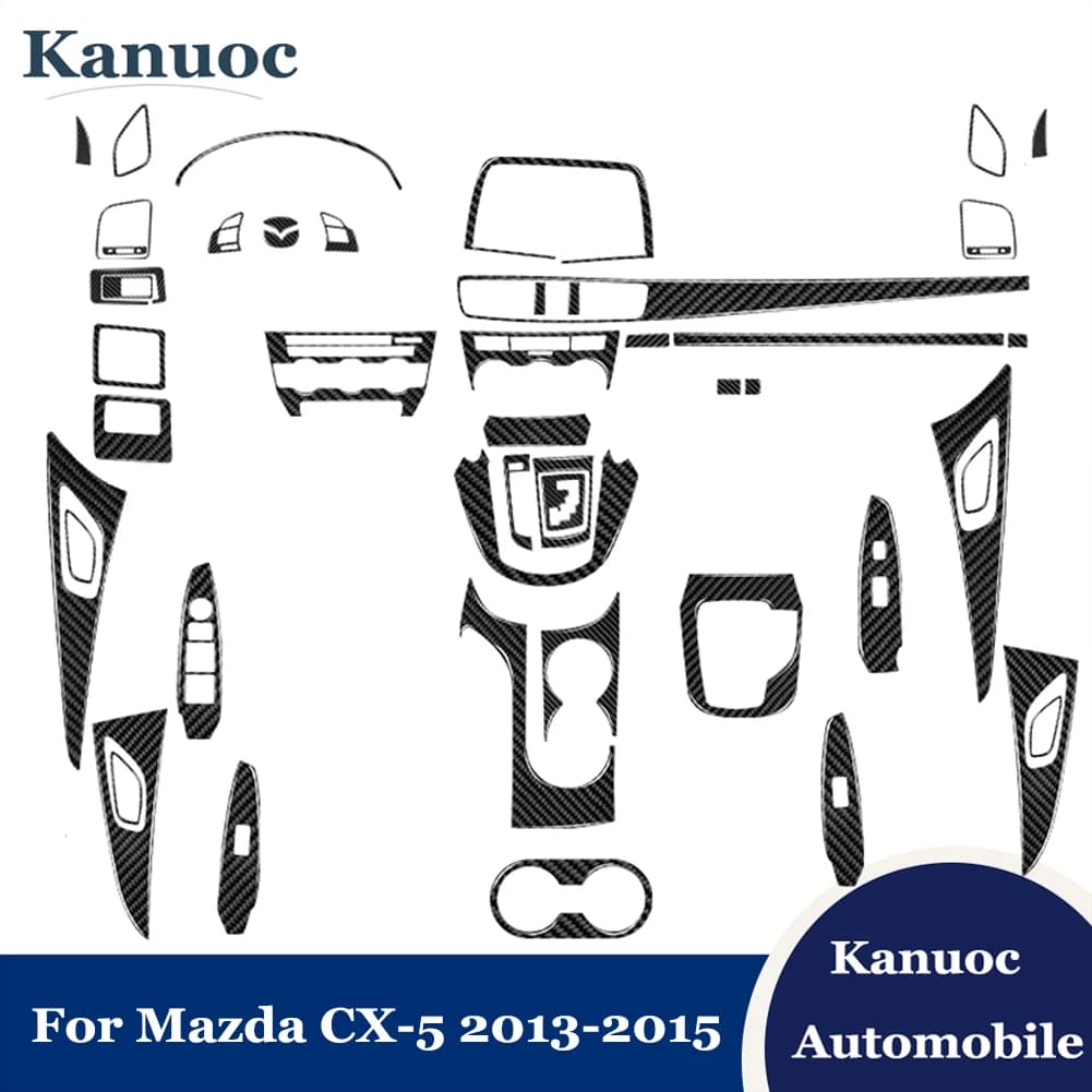 For Mazda CX-5 2013 2014 2015 Carbon Fiber Black Stickers Car Interior Cover Trim Center Gear Shift Panel Decorative Accessories