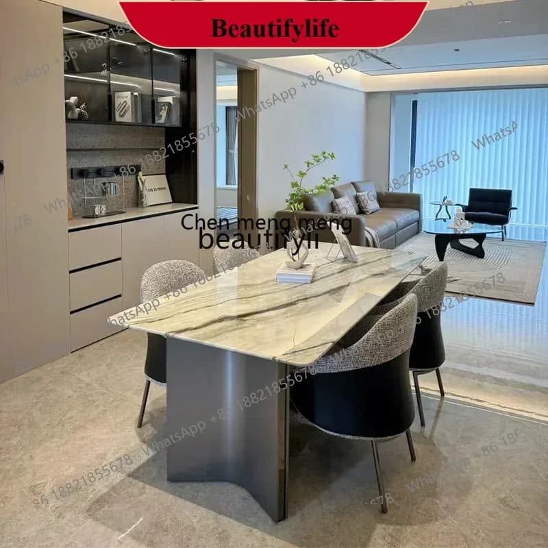 z183  Dining table High-end household light luxury designer rectangular villa natural marble dining table