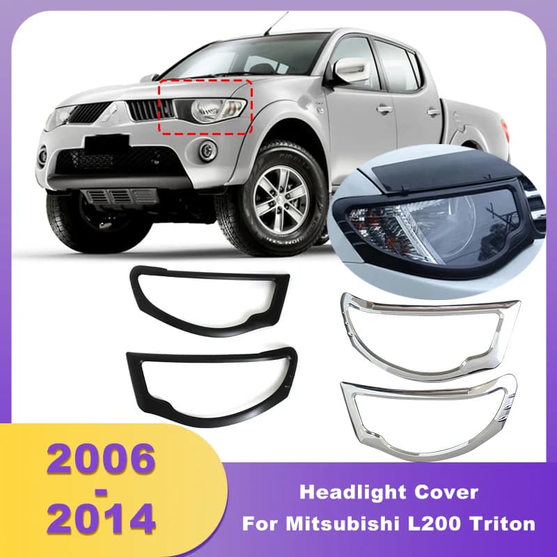ABS Chrome Front Headlight Cover Frame Head Lamp Hoods For Mitsubishi L200 Triton 2006 2007 2008 2009 2010 2011 2012 2013 2014