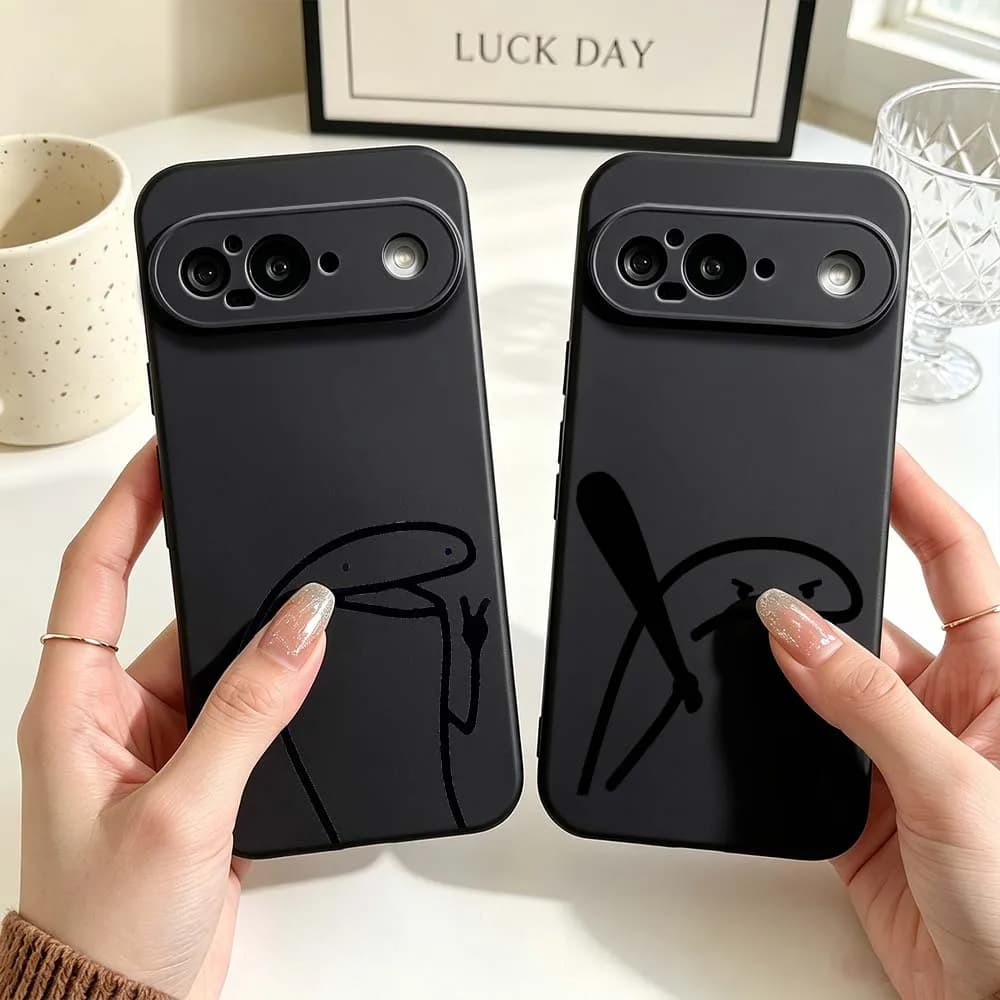 Angry Bat Stick For Google Pixel 6 6A 7 7A 8 8A 9 10 10A Pro XL 2024 5G Black Soft Silicone Cover Phone Case