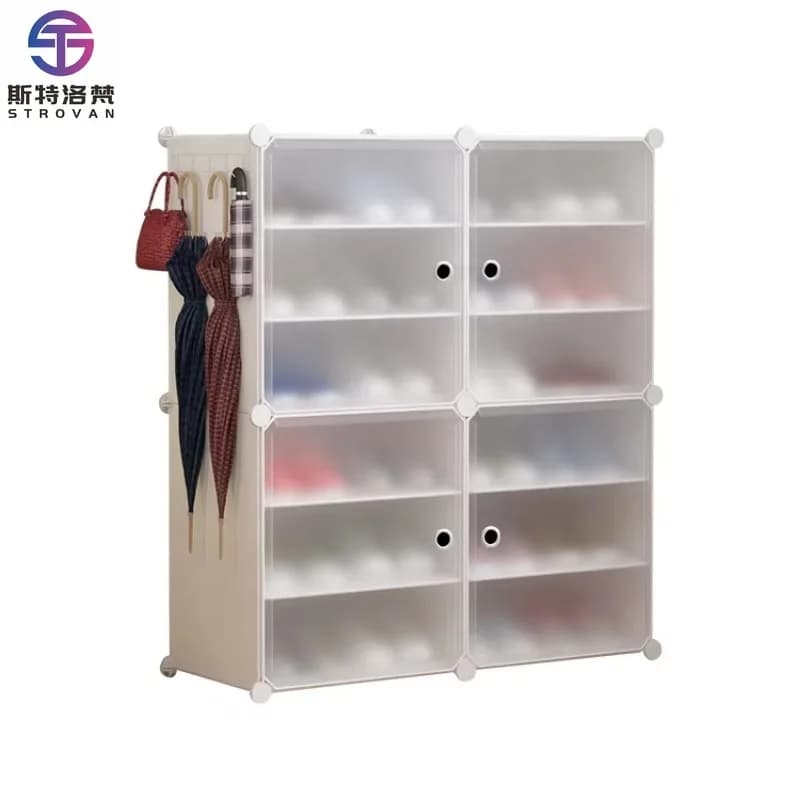 8 Cubes Portable Shoes Rack for Entryways Cabinet Easy Assemble Design with Multi-layer
