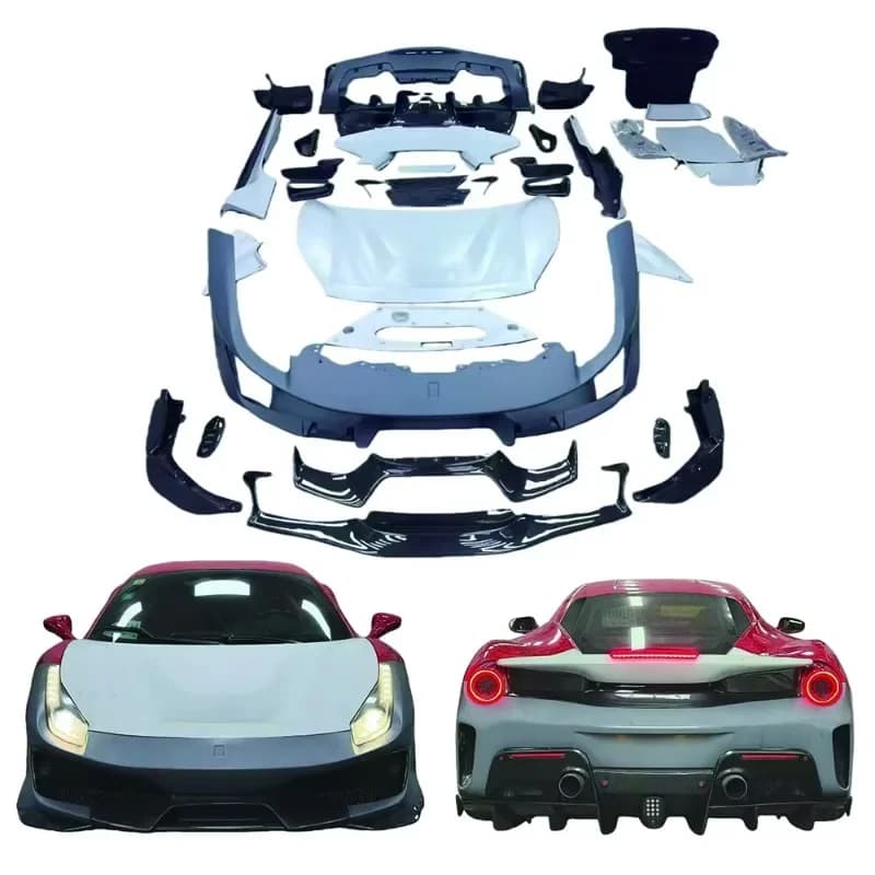 For 488 Pista Style Body Kit - PP + Dry/Wet Carbon Fiber Options