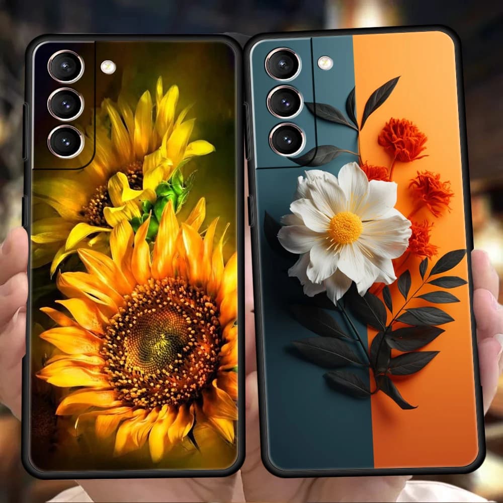 Sunflower Case for Samsung Galaxy S24 S23 S22 S20 S21 FE Ultra S10 S10E S9 S8 Plus 5G Silicone Phone Cover Shockproof Capas Bags