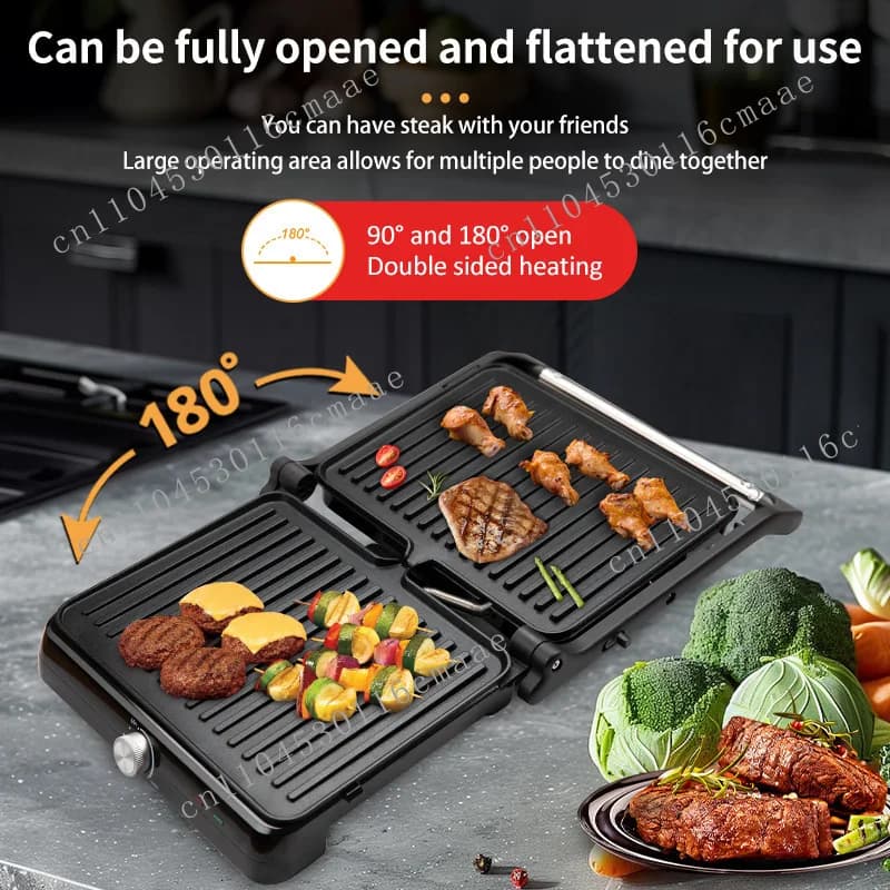 110V Electric Steak Machine Barbecue Machine Household Portable Non-stick Electric Barbecue Grill Double-sided Breakfast Machine
