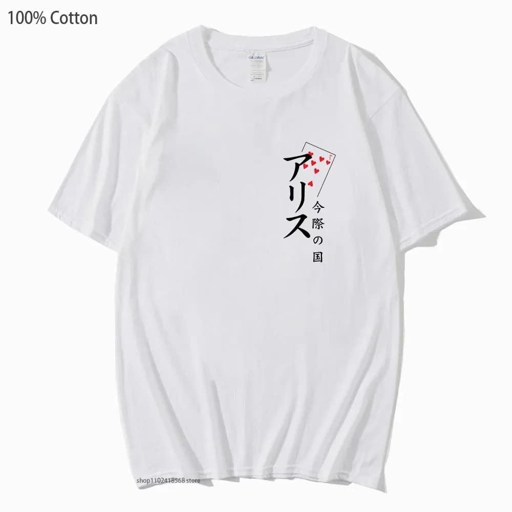 Arisu Seven of Heart T-Shirts for Women Men Anime Alice In Borderland Tshirt Summer 100% Cotton Clothes Harajuku Anime Print Top
