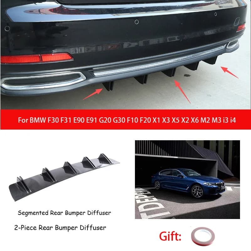 For BMW F30 F31 E90 E91 G20 G30 F10 F20 X1 X3 X5 X2 X6 M2 M3 i3 i4 ABS Rear Bumper Lip Diffuser Shark Fin Anti-collision