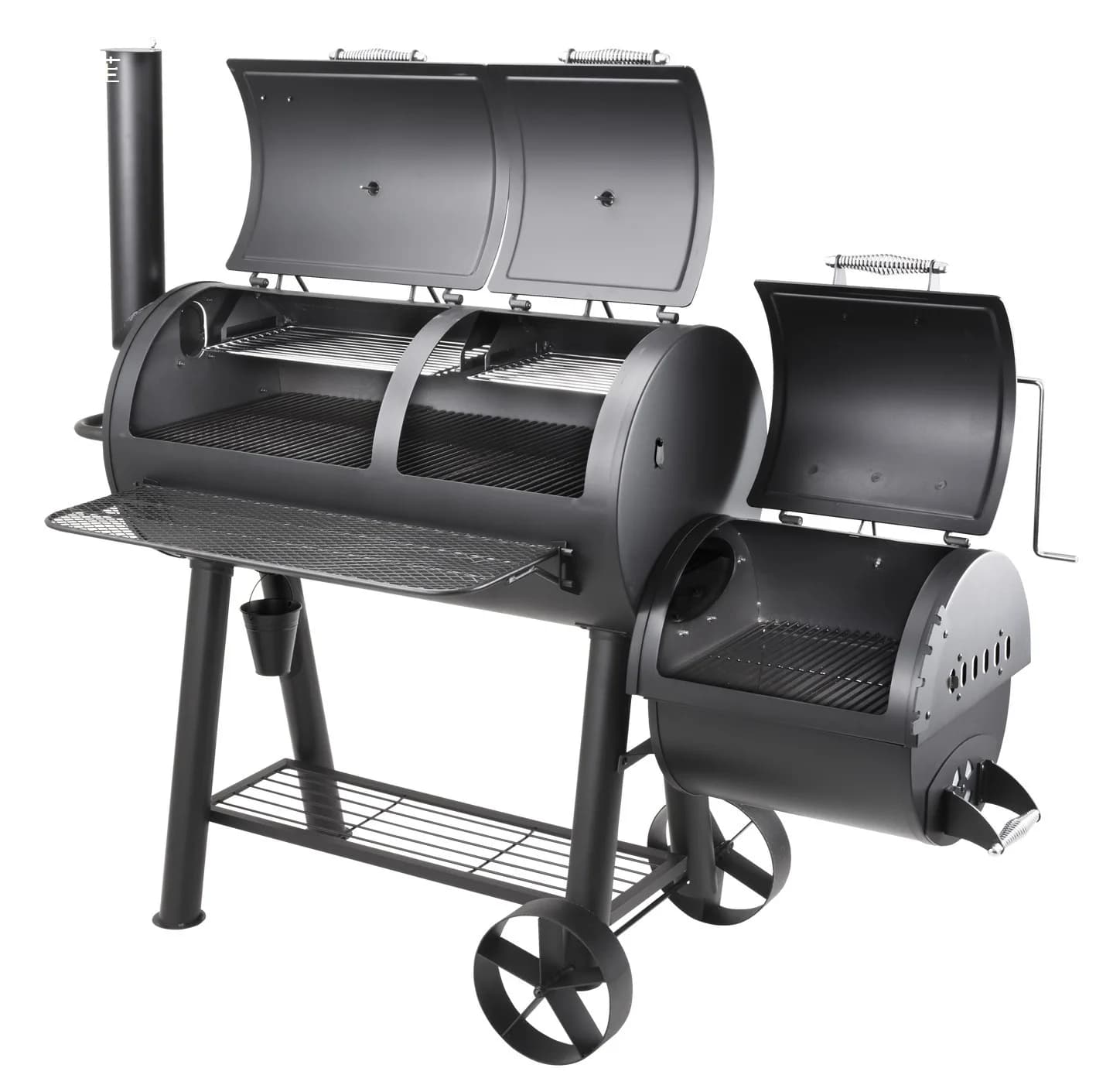 Heavy Duty Steel Folding Offset Smoker Charcoal BBQ Grill with Modern Design for Outdoor Camping and Backyard Cooking