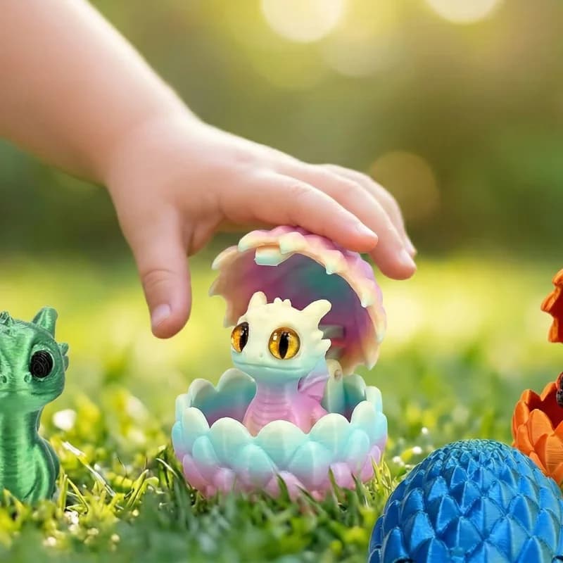 3D Printed Dragon Egg with Mini Dragon Inside Cute Surprise Toy Desktop Decoration Gift for Kids Birthday Party Christmas Favors