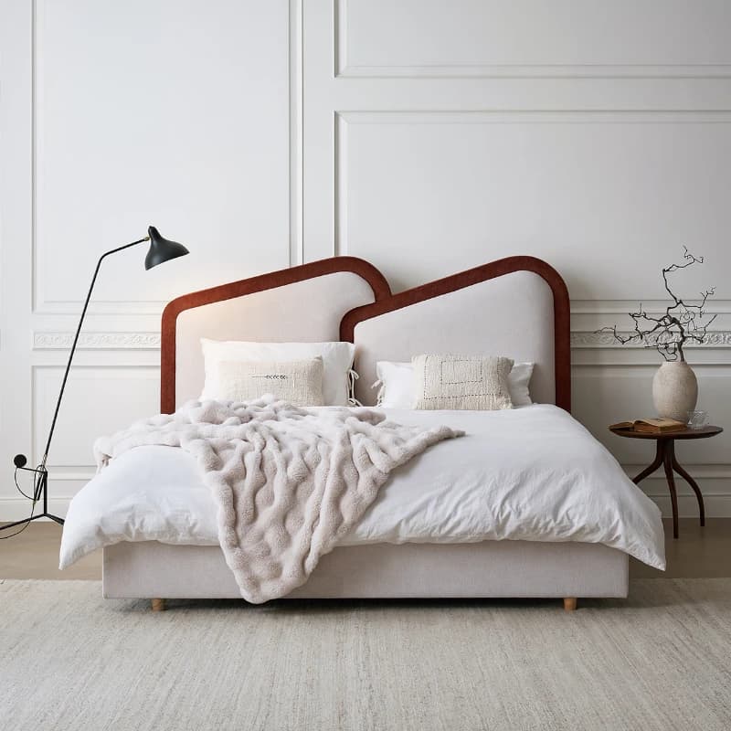 *s for Cream Designer Double Bed Velvet Italian Fabric Princesse  Beds Bedroom Adults Modern Bedroom Furniture*