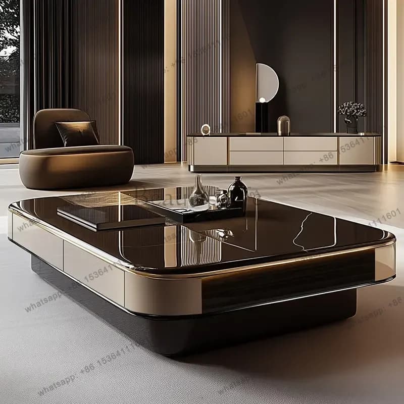 LD Moving Writing Coffee Table Drawers Dinner Organizer Designer Storage Living Room  Luxury Couchtisch Trendy Furniture