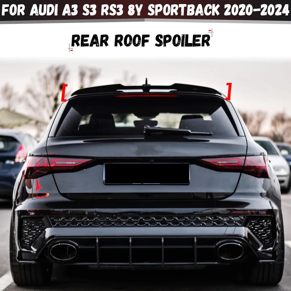 Car Tail Wing Rear Roof Trunk Spoiler Body Kits Tuning For Audi A3 S3 RS3 8Y 5Door Sportback 2020 2021 2022 2023 2024