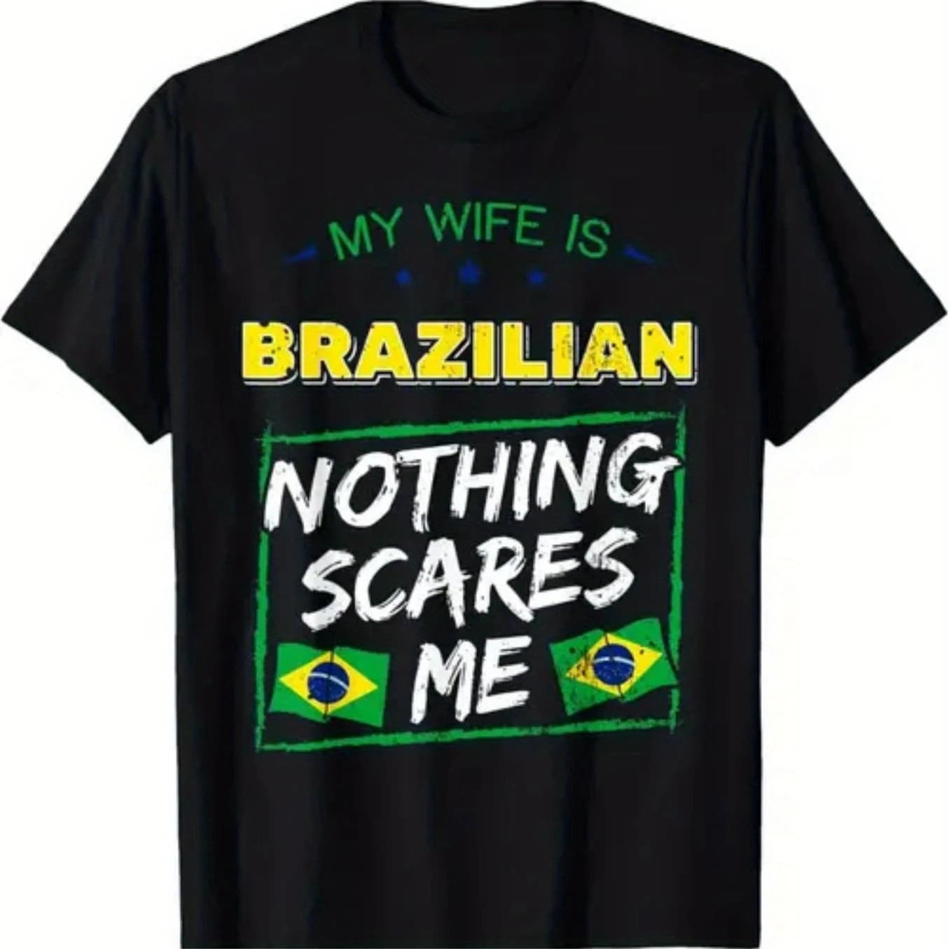 Brazilian Pride Slogan with Flag Design T-Shirt 100% Cotton O-Neck Short Sleeve Summer Casual Mens T-shirt Streetwear