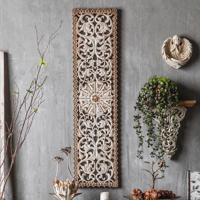 Vintage Antique Hollowed Out Wall Decoration Accents Living Room Bedroom Hangings Wall Decor Luxury Entrance Hall Background