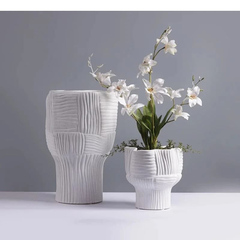 Simplicity Irregular Striped Ceramic Vase Solid Color Flower Arrangement Hydroponic Bedroom Tabletop Ware Ornaments