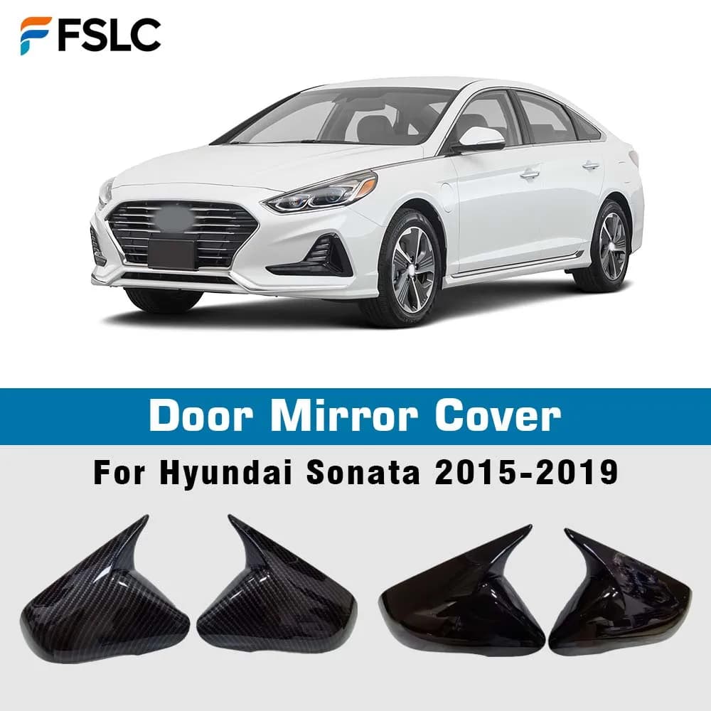 Car Styling  Carbon Fiber Glossy Black Door Mirror Cover For Hyundai Sonata 2015-2019 Car Rearview Accessories Decoration
