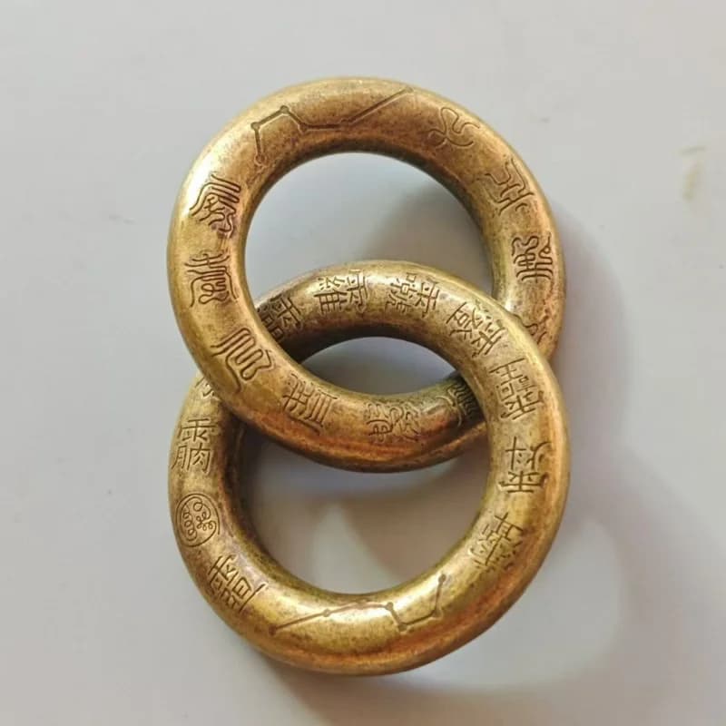 Pure copper mini handpiece with nine-character mantra, handcrafted Qiankun ring pendant