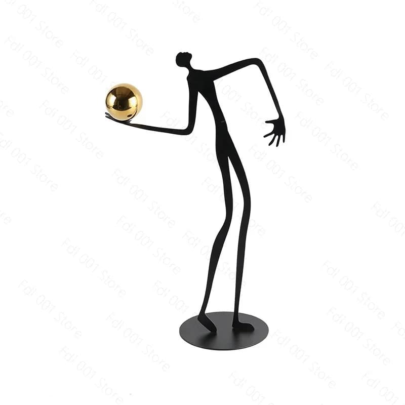Modern art ball holding figure metal ornament hotel clubhouse villa abstract decoration sculpture decoration