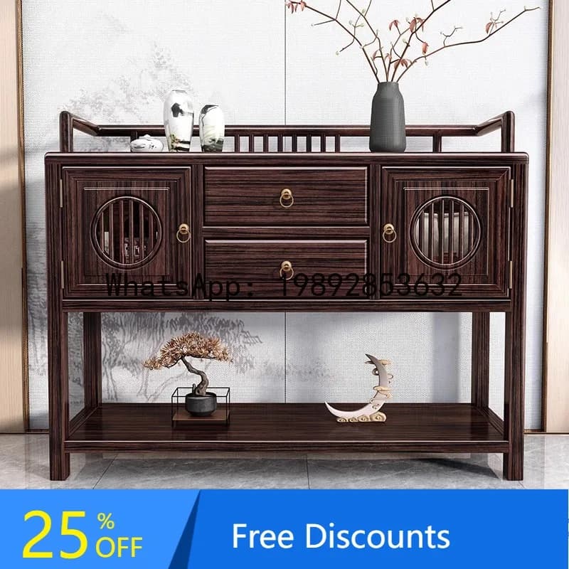 YFY Purple  Solid Wood Sideboard New Chinese Style Living Room Wall Storage Cabinet Small  Storage  Light Luxury