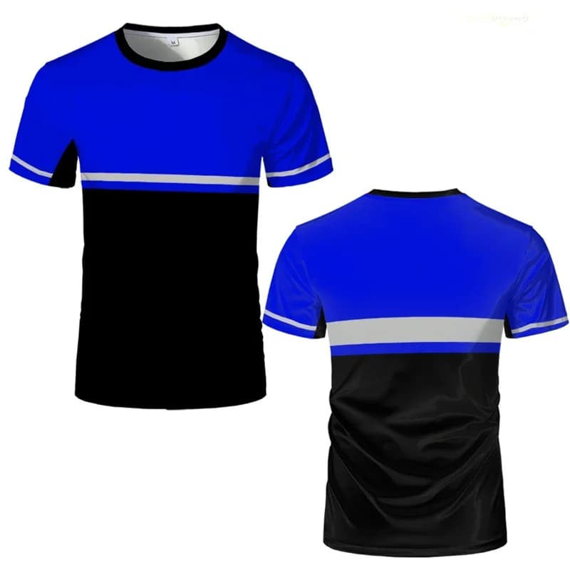 Simple Striped Graphic Work T Shirts Summer Casual Short Sleeve 3D Printed Crew Neck T-shirts Loose Breathable Unisex Tees Tops