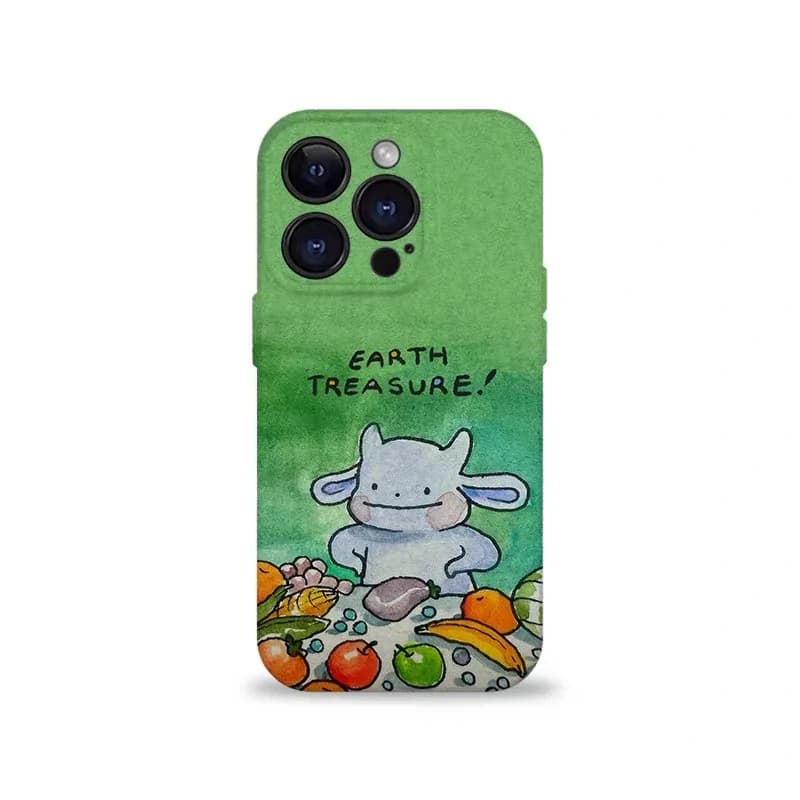 Ins Green Fruit White Bull Phone Case for IPHONE 17 Air 16E 15 PROMAX 14 Plus 13 12 MINI 11 PRO 16Plus XR SE Acrylic Phone Cover