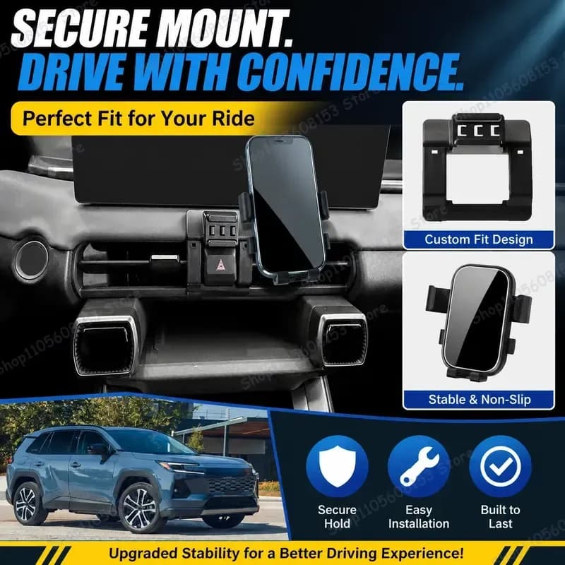 For Toyota RAV4 2026 2027 RHD LHD Clip On Phone Holder Adjustable Car Mount Stable No Vibration Dashboard Screen Accessory
