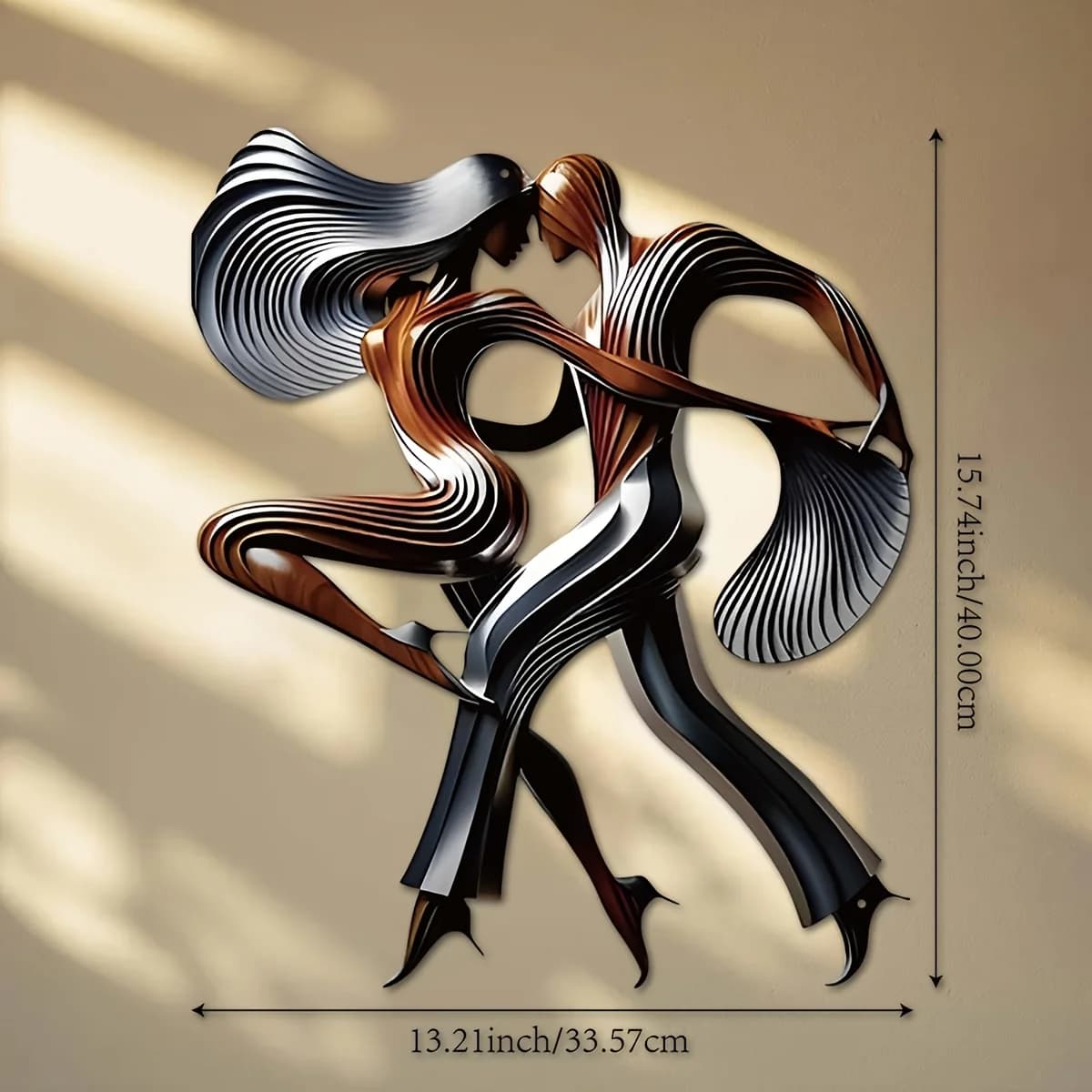 1pc Modern Dancing Couple Metal Wall Art 15.74*13.21in Wall Sculpture Home Balcony Patio Decor Artwork, Housewarming Wedding Gif
