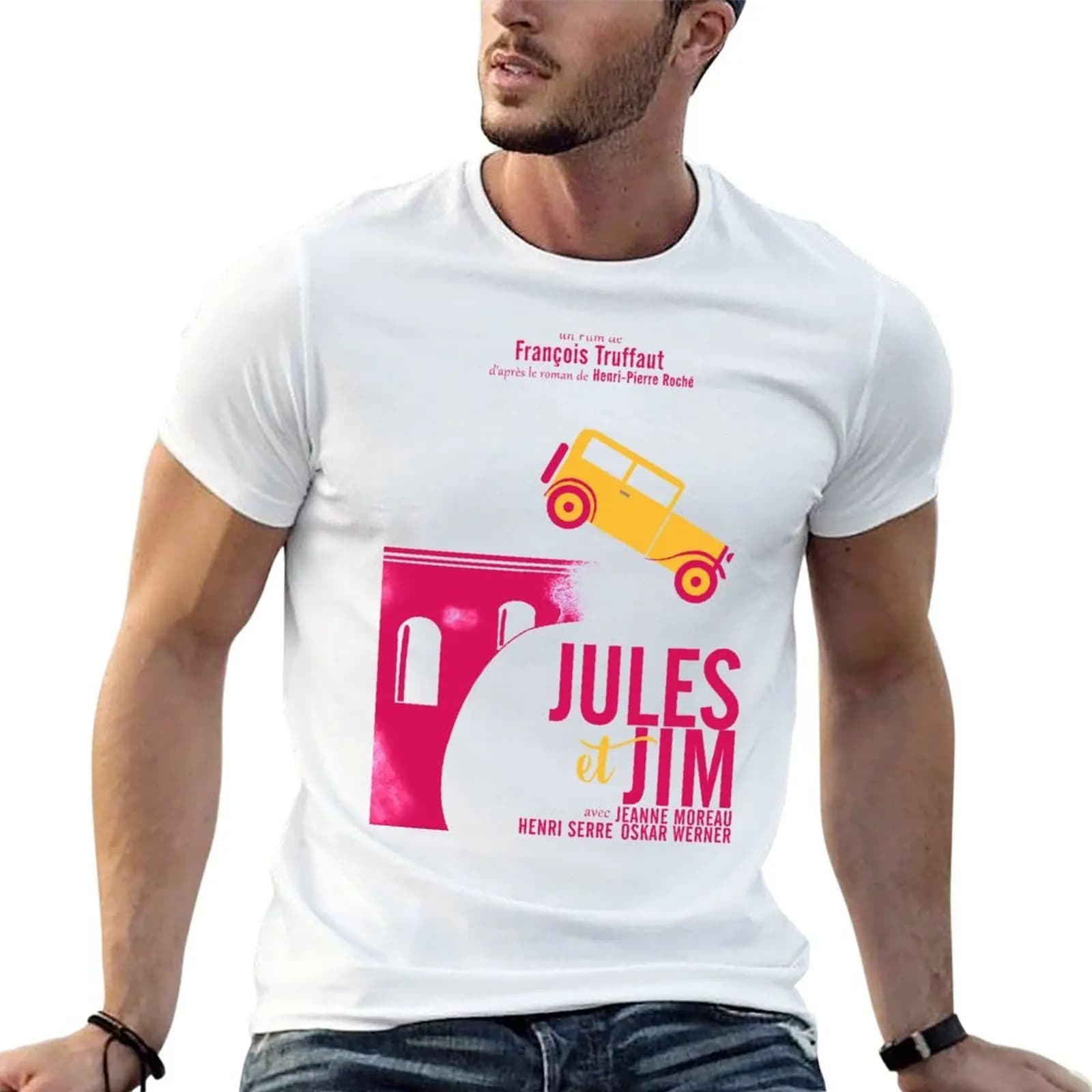 Jules et Jim, minimalist movie poster for Fran?ois Truffaut film with Jeanne Moreau (french new wave cinema) T-Shirt