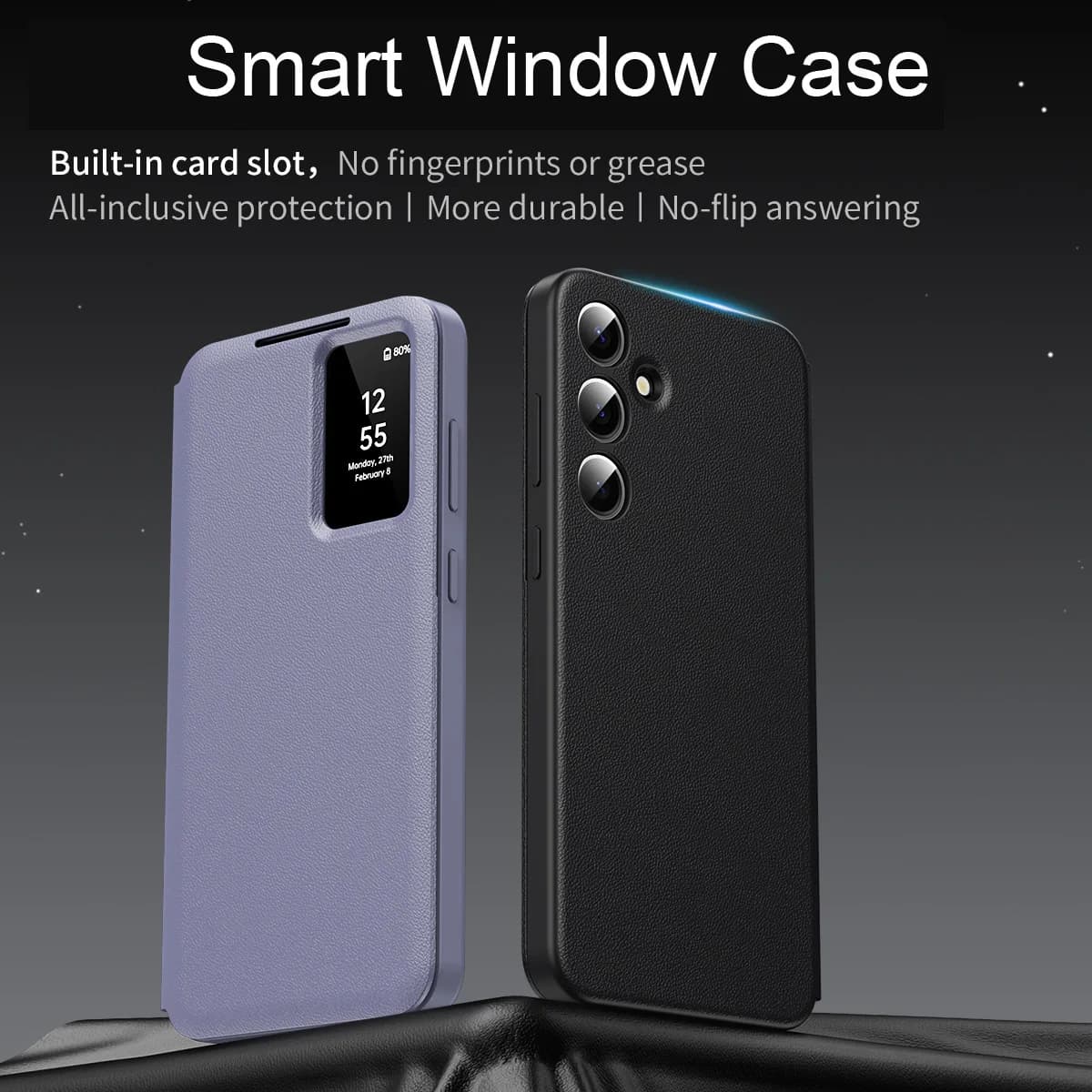 A27 Smart Window Case, Wake Up/Sleep, Wallet Phone Card Cover For Samsung Galaxy A27  Card Pocket Holder