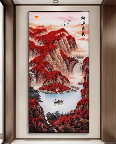 Good luck is at hand,Landscape painting for entrance decoration, new Chinese style, Art Print Silk Poster Home Wall Decor