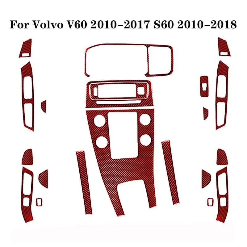 For Volvo S60 2010 2011 2012 2013 2014 2015 2016 2017 Car Stickers Red Carbon Fiber Cover Trim Interior Decorative Accessories