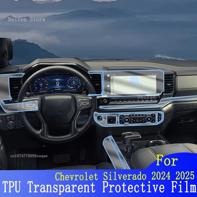 For Chevrolet Silverado 2024 2025 Car Interior Dashboard Navigation TPU Instrcument Protective Transparent condition Accessories