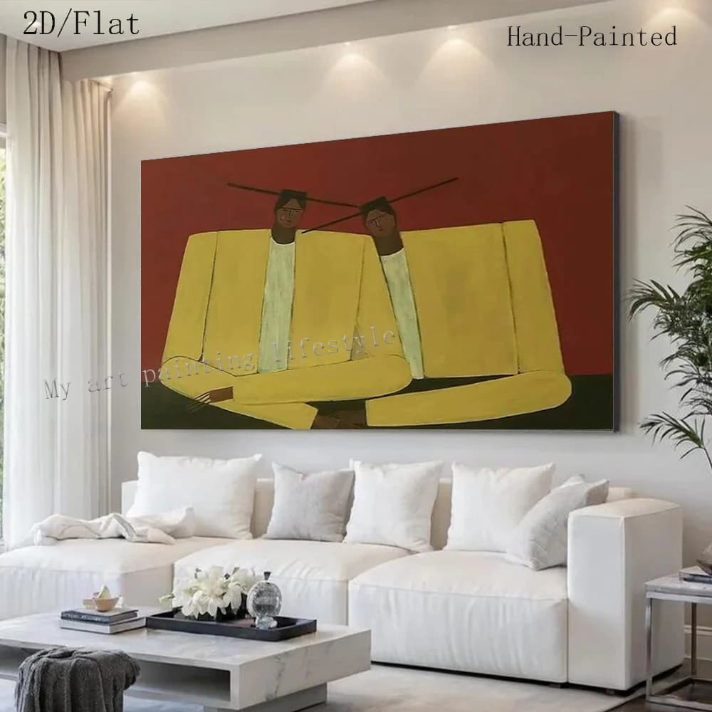 Hand Painted Beige Abstract Oil Painting Wall Art Textured Wabi Sabi Organic Picture Decor Living Room Neutral Minimalist Styl