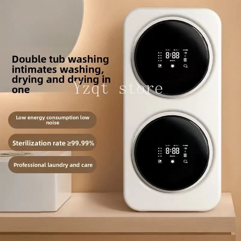 Double warehouse underwear washing machine small mini household multi-function elution integrated dormitory portable cleaning