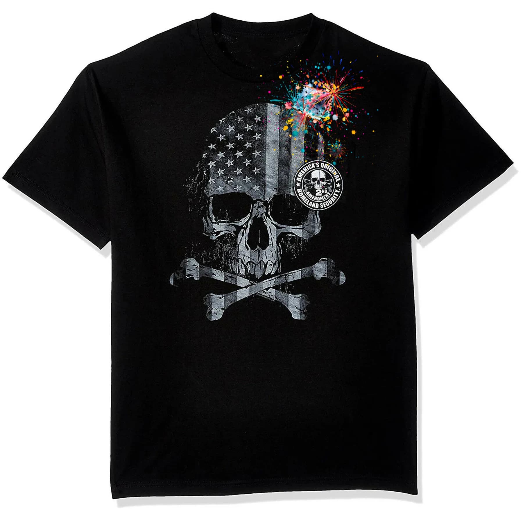 Patriotic 2nd Amendment America Flag Skull T-Shirt Summer Cotton Short Sleeve O-Neck Men's T Shirt New S-3XL