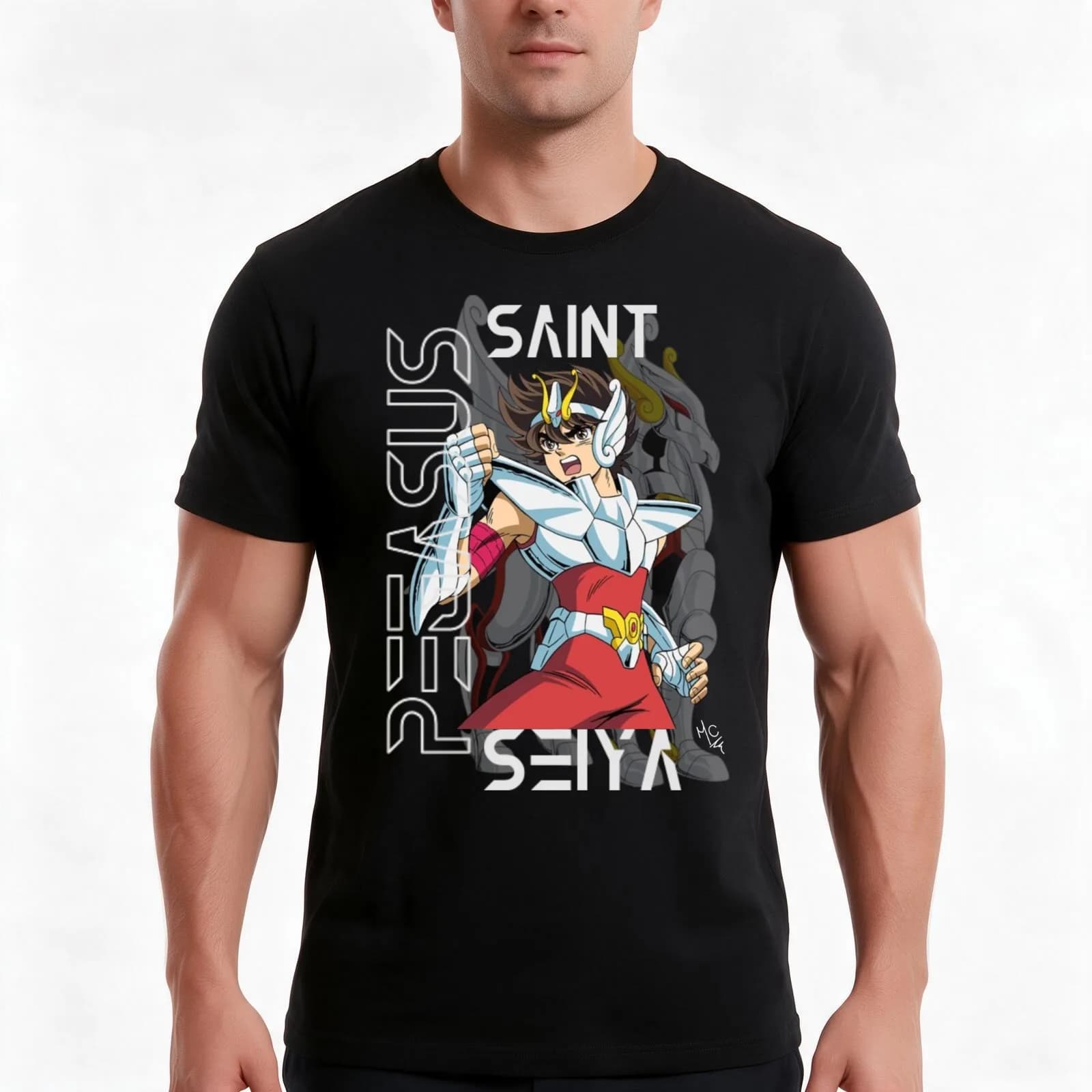 Saint Seiya T-Shirt, Summer Casual Cotton Tee, Oversized Streetwear Tops, Vintage Graphic Print, Loose Fit Short Sleeve