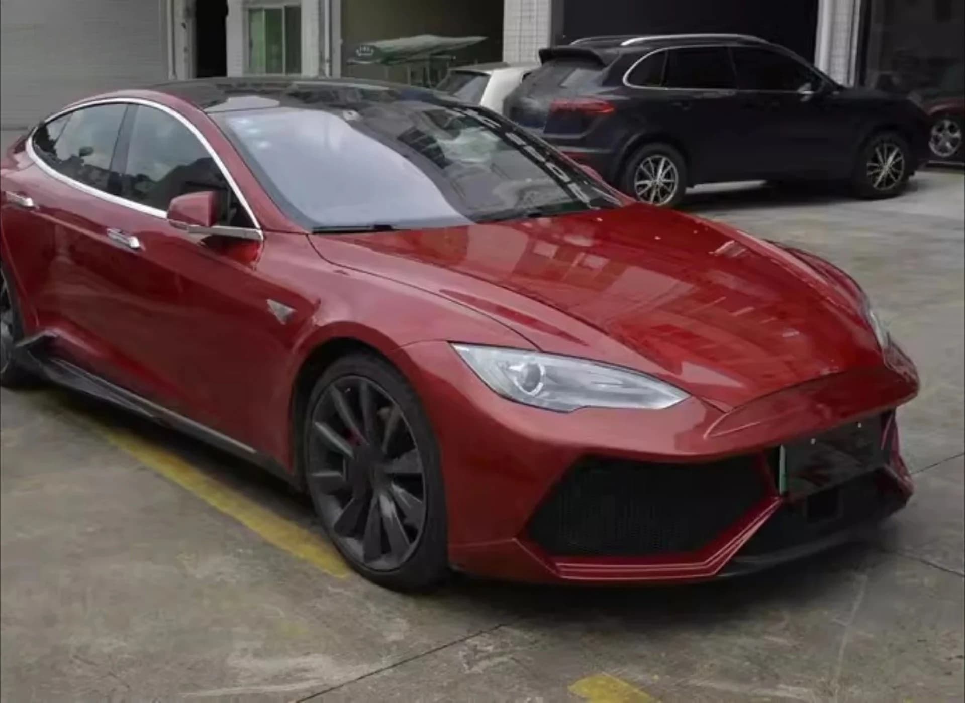 For  Model S 2014-2022 Modified Body Kit Car Accessories Resin Front Bumper Side Skirt Rear Lip