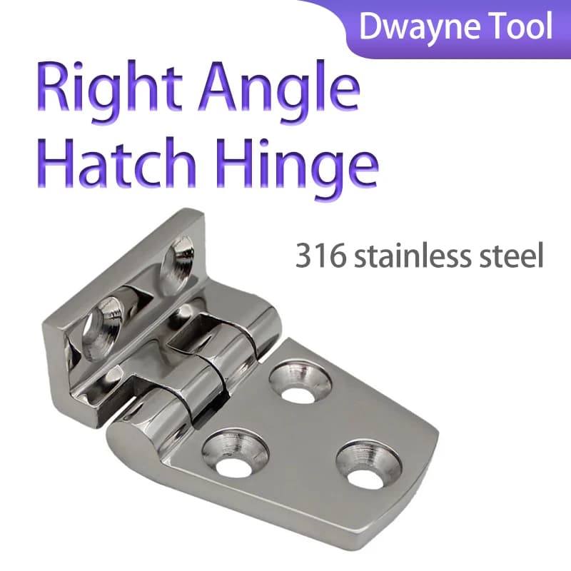 Flush Mount Right Angle Hatch Hinges (2 Pcs) - 316 Stainless Steel, 5 Holes (54mm/66mm) for Marine Yacht Hardware