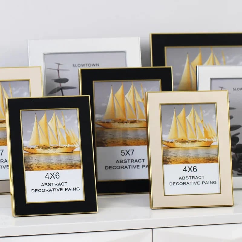 Modern Luxurious Metal 6-7-8-10Inch Picture Frame – Creative Decorative Bedroom and Home Décor Gold/Silver/Black Photo Frame