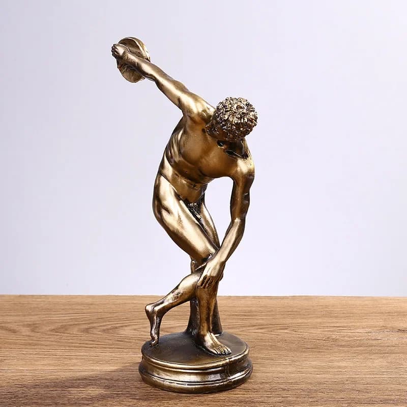 Nordic Figure Art Statue Discus Thrower Sculpture Sports Figure Figurines Home Office Bookshelf Desktop Decoration Accessories