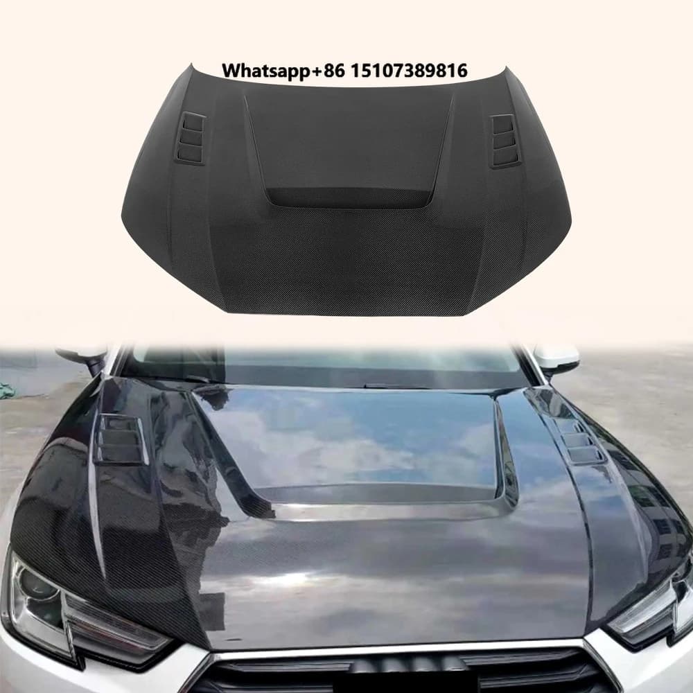 For A4 S4 Sedan B9 B9.5 16-24 Carbon KZ Style Front Vented Cooling Hood