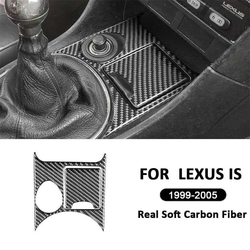 For Lexus IS 1999-2005 Carbon Fiber Automotive Parts Center Console Ashtray Ashtray Panel Decorative Cover Interior Stickers