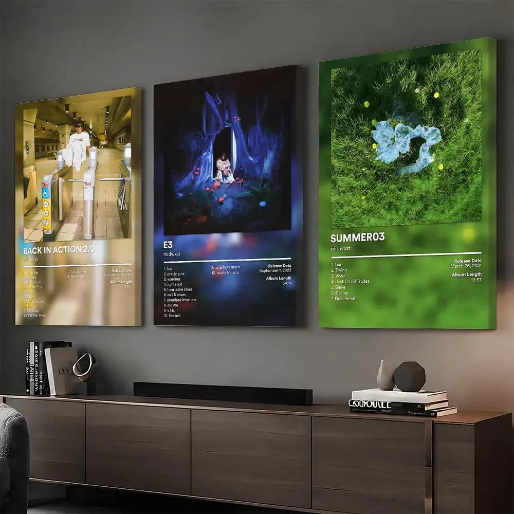 M-Midwxst Rapper Album Painting Calligraphy HD Modern Style Inner Frame Canvas Poster Bedroom Room Hallway Wall Art Decor