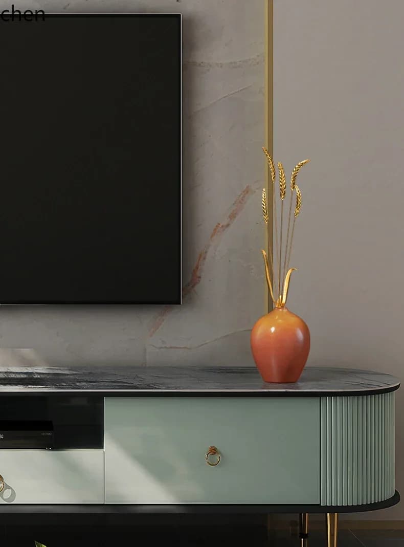 DSA  Wheat Ear Copper Ornament Light Luxury Living Room TV Cabinet Vertical Soft