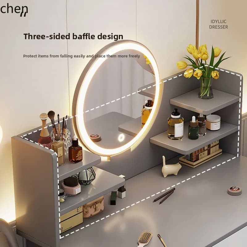 YFY  Dressing Table Bedroom Modern Simple Small Apartment Master Bedroom Desk Storage Cabinet Integrated Makeup Mirror Table