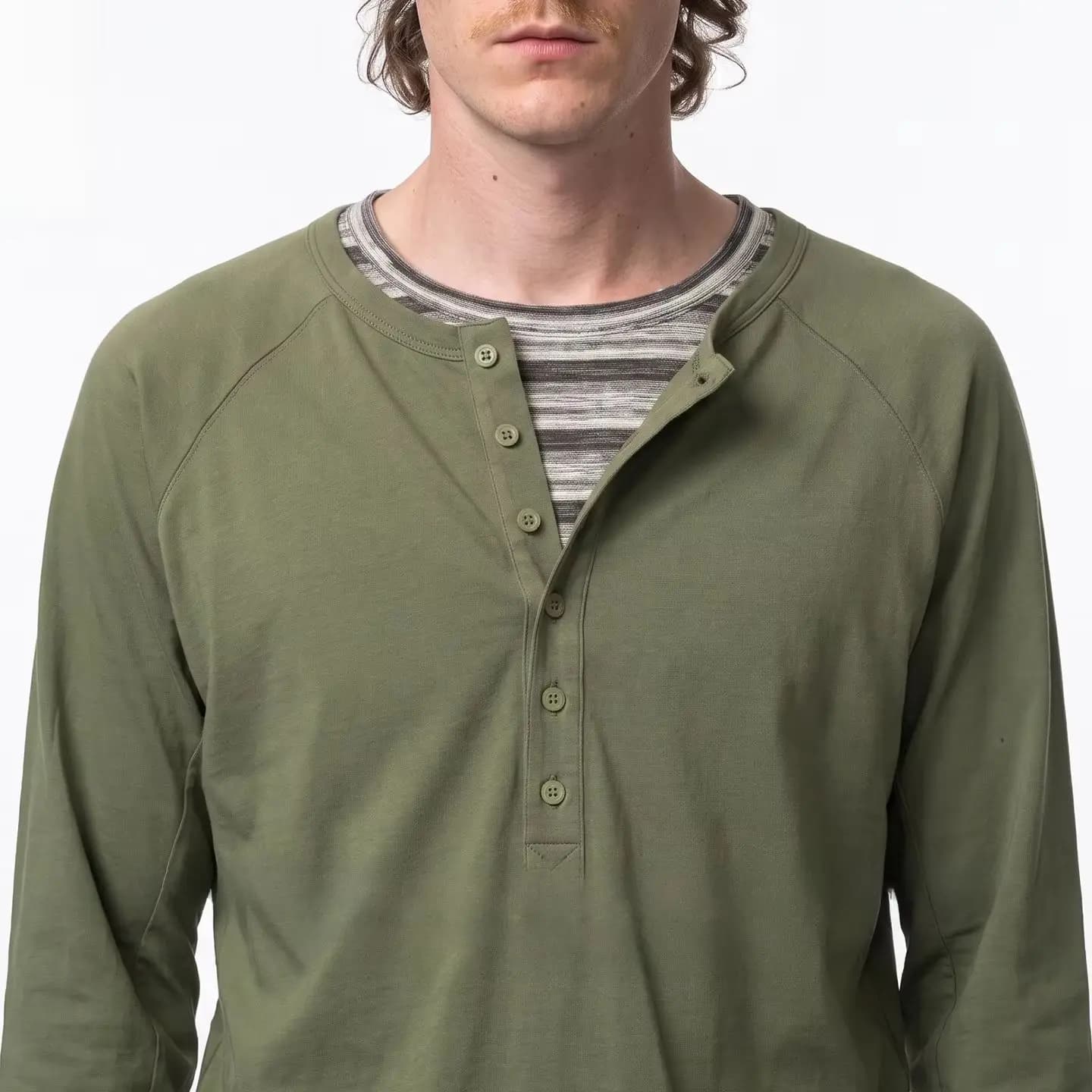 Quiet Luxury Pima Cotton Long Sleeve T‑Shirt Autumn New Arrival 145G Pure Cotton Old Money Henley Collar Loose Cover‑Up Unisex