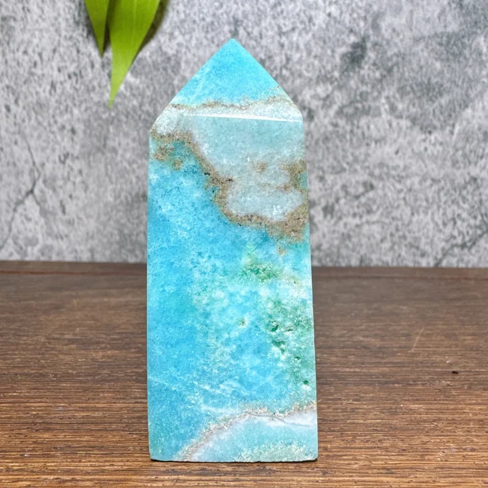 Handcrafted Blue Aragonite Hemimorphite Crystal Tower Unique Home Decor Gift Crystal Healing Towers for Decorative Purposes