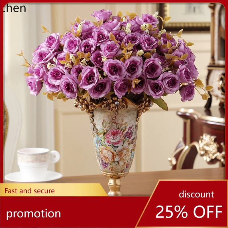 HXL Vintage Resin Tabletop Vase Home Decorative Flower Arrangement Ornament