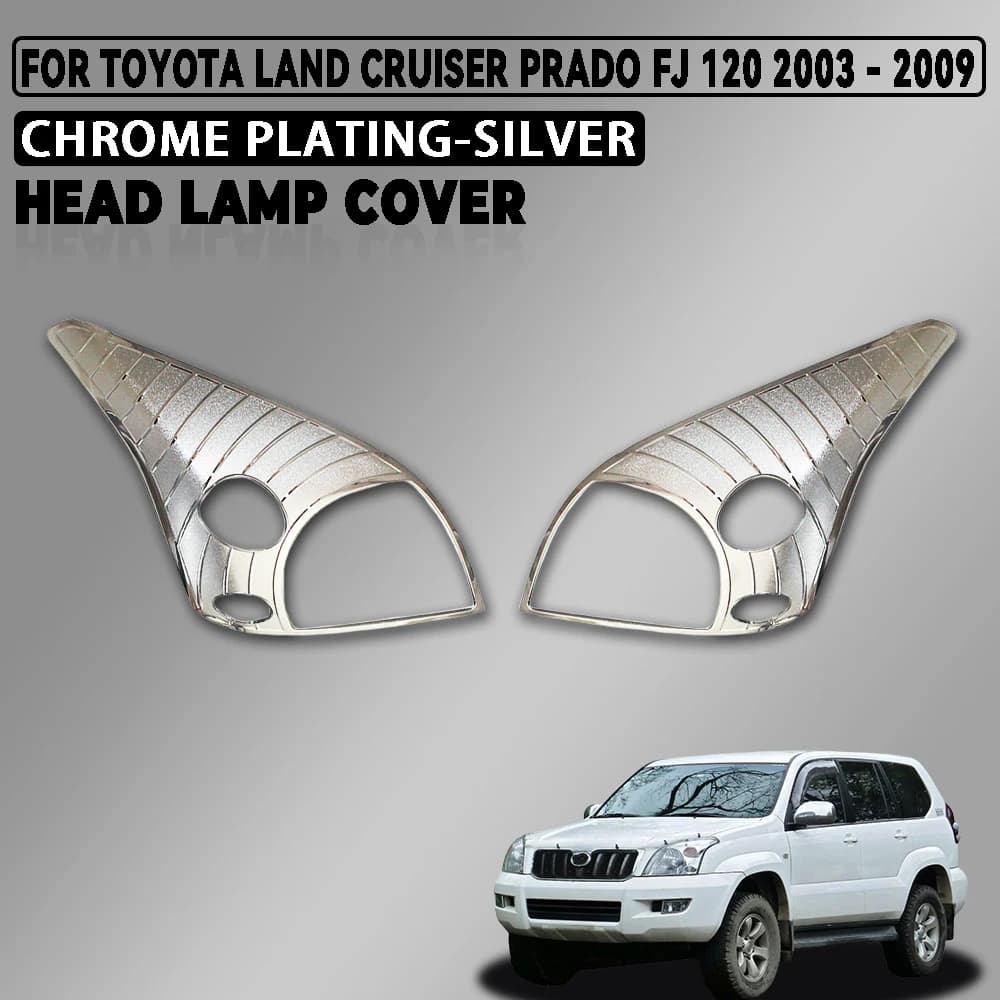 Abs Chrome Plated Silver Car Head Lamp Cover For Toyota Land Cruiser Prado Fj 120 2003 - 2009 Car Accessories Exterior Decorate