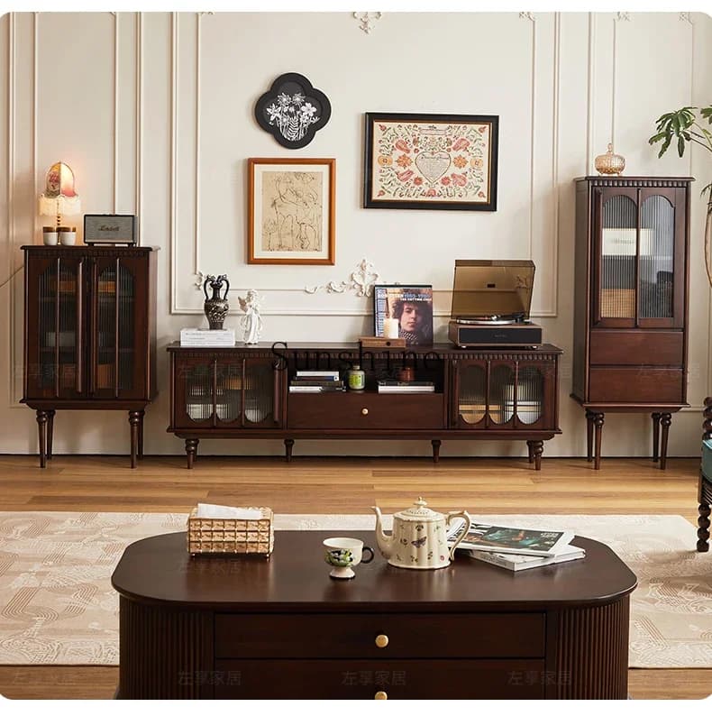 High-end American retro solid wood living room storage cabinet simple furniture  FT