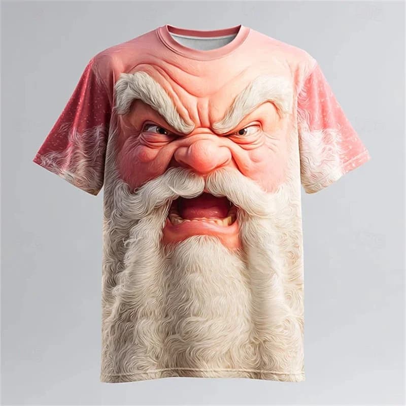 Christmas Men's Santa Claus 3D Cartoon T Shirt Short Sleeve Crew Neck Shirt Daily Designer Vacation Party Street Men's Clothing